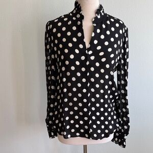 L'AGENCE Silk Polka Dot Blouse